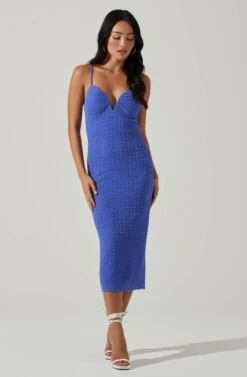 Signy Textured Midi Dress -Sun Gaia Dresses Shop ACDR101570L MARINEBLUE 2
