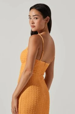 Signy Textured Midi Dress -Sun Gaia Dresses Shop ACDR101570L TANGERINE 3
