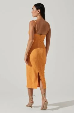 Signy Textured Midi Dress -Sun Gaia Dresses Shop ACDR101570L TANGERINE 4