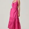 Bridget Side Cutout Tiered Midi Dress -Sun Gaia Dresses Shop ACDR101571 FUCHSIA 1