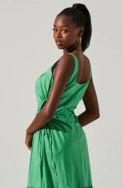 Bridget Side Cutout Tiered Midi Dress -Sun Gaia Dresses Shop ACDR101571 GREEN 4