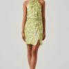 Quinta Retro Floral Halter Mini Dress -Sun Gaia Dresses Shop ACDR101581 CELERYFLORAL 1