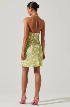 Quinta Retro Floral Halter Mini Dress -Sun Gaia Dresses Shop ACDR101581 CELERYFLORAL 6