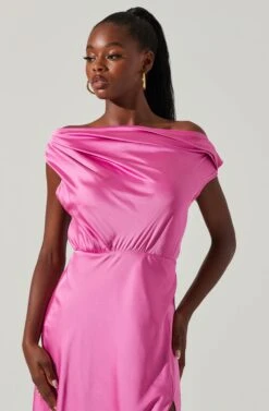 Monroe Satin Off Shoulder Maxi Dress -Sun Gaia Dresses Shop ACDR101586 PINK 3 cc3ef0ce dbeb 4fed 8953 2cbba744b111