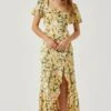 Dayanara Puff Sleeve Floral Maxi Dress -Sun Gaia Dresses Shop ACDR101589P GREENYELLOWFLORAL 2