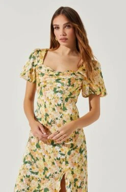 Sun Gaia Dresses Shop -Sun Gaia Dresses Shop ACDR101589P GREENYELLOWFLORAL 4