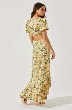 Dayanara Puff Sleeve Floral Maxi Dress -Sun Gaia Dresses Shop ACDR101589P GREENYELLOWFLORAL 5
