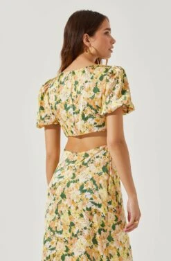 Dayanara Puff Sleeve Floral Maxi Dress -Sun Gaia Dresses Shop ACDR101589P GREENYELLOWFLORAL 6