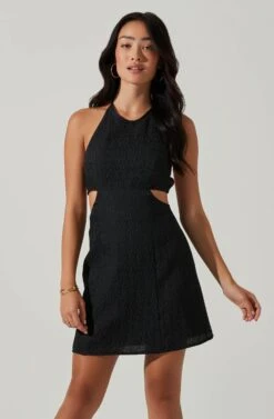 Laylin Halter Cutout Mini Dress -Sun Gaia Dresses Shop ACDR101590S BLACK 3