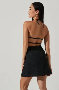 Laylin Halter Cutout Mini Dress -Sun Gaia Dresses Shop ACDR101590S BLACK 4