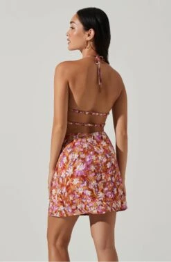 Laylin Floral Halter Cutout Mini Dress 10 Laylin Floral Halter Cutout Mini Dress -Sun Gaia Dresses Shop ACDR101590 RUSTMAGENTAFLORAL 4