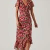 Vilma Floral Ruched Midi Dress 2 Vilma Floral Ruched Midi Dress -Sun Gaia Dresses Shop ACDR101621 REDMULTIFLORAL 1