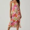 Gabriella Floral Strappy Back Midi Dress -Sun Gaia Dresses Shop ACDR101629L ORANGEPURPLEMULTI 1