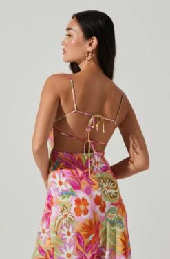 Gabriella Floral Strappy Back Midi Dress -Sun Gaia Dresses Shop ACDR101629L ORANGEPURPLEMULTI 4