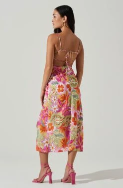 Gabriella Floral Strappy Back Midi Dress -Sun Gaia Dresses Shop ACDR101629L ORANGEPURPLEMULTI 5