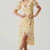 Martina Floral Ruched Midi Dress 2 Martina Floral Ruched Midi Dress -Sun Gaia Dresses Shop ACDR101635 YELLOWRUSTFLORL 1