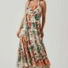 Almina Floral Pleated Midi Dress -Sun Gaia Dresses Shop ACDR101638 TAUPEORANGEMULTI 2