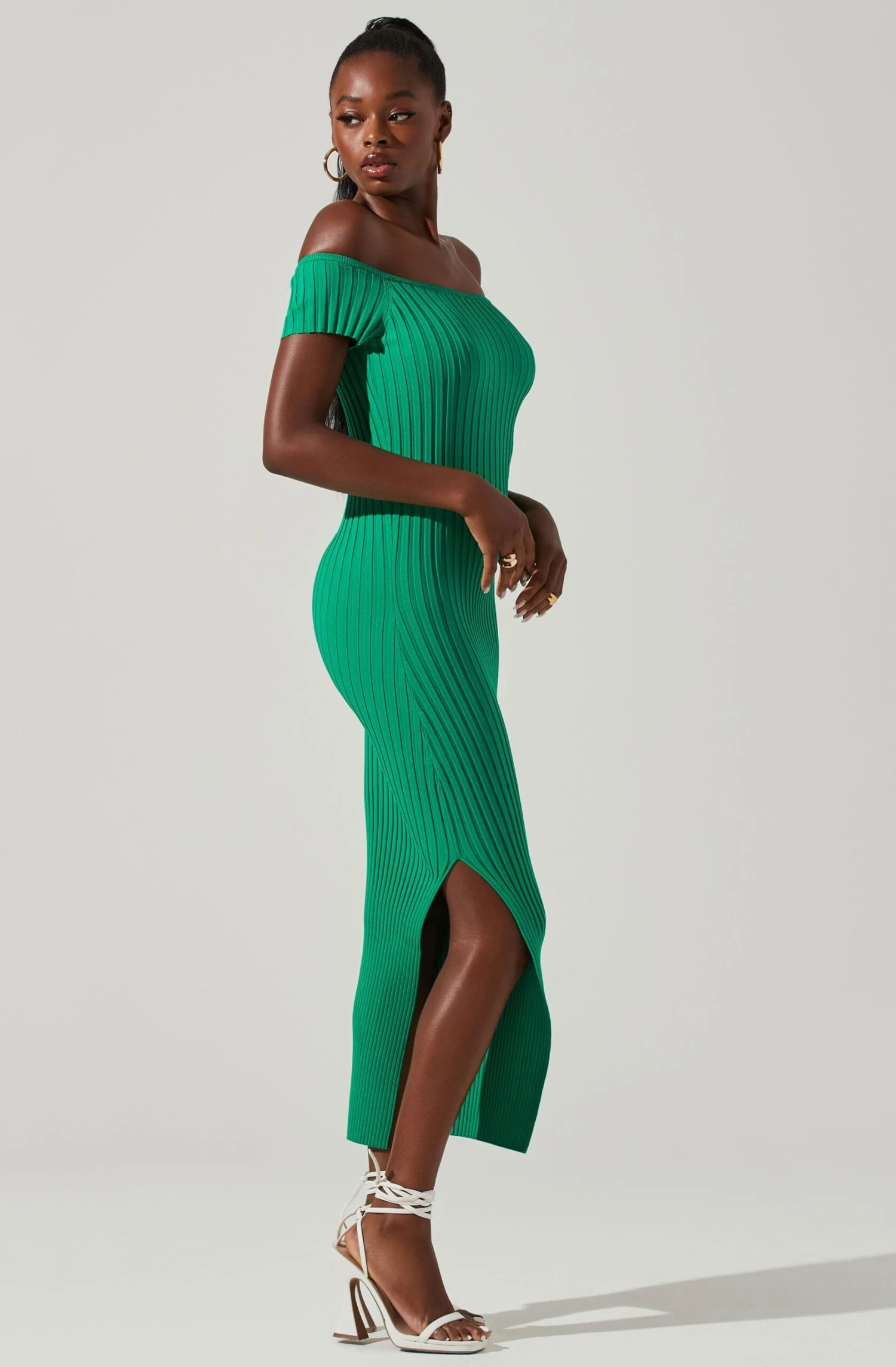 Loriana Ribbed Knit Off Shoulder Midi Dress 9 Loriana Ribbed Knit Off Shoulder Midi Dress - Image 7