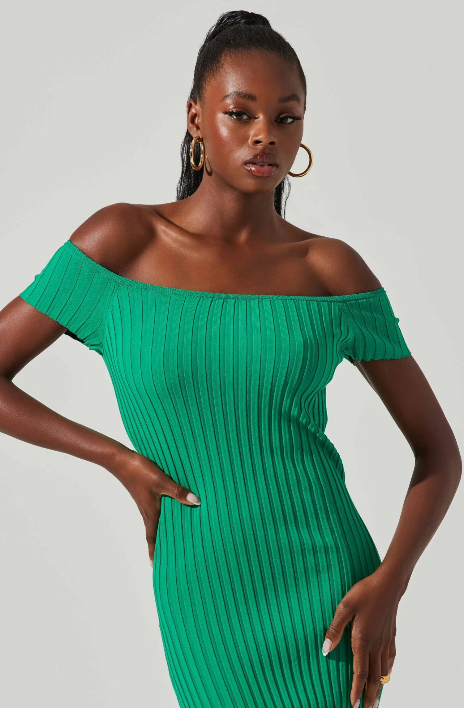 Loriana Ribbed Knit Off Shoulder Midi Dress 8 Loriana Ribbed Knit Off Shoulder Midi Dress - Image 6