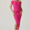 Loriana Ribbed Knit Off Shoulder Midi Dress -Sun Gaia Dresses Shop ACDR101639 PINK 1