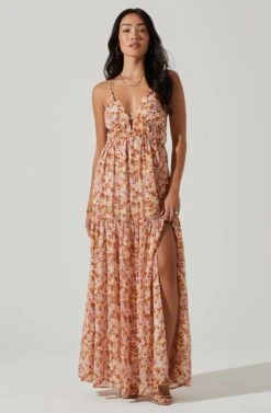 Ryliana Floral Tiered Maxi Dress -Sun Gaia Dresses Shop ACDR101640 RUSTLILACFLORAL 1