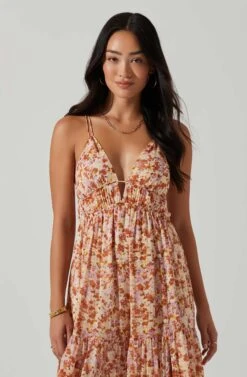 Ryliana Floral Tiered Maxi Dress -Sun Gaia Dresses Shop ACDR101640 RUSTLILACFLORAL 2