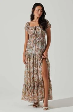 Roseline Off Shoulder Floral Maxi Dress -Sun Gaia Dresses Shop ACDR101641 BLUEPINKMULTI 1