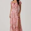 Roseline Off Shoulder Floral Maxi Dress -Sun Gaia Dresses Shop ACDR101641 PINKORANGE 1