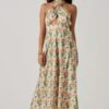 Giova Floral Halter Midi Dress -Sun Gaia Dresses Shop ACDR101659 GREENPINKFLORAL 1