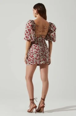 Verina Puff Sleeve Floral Mini Dress -Sun Gaia Dresses Shop ACDR101662 REDMULTIFLORAL 5