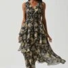 Kali Sleeveless Smocked Waist Floral Maxi Dress -Sun Gaia Dresses Shop ACDR101678 BLACKNAVYFLORAL 1