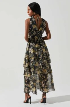 Kali Sleeveless Smocked Waist Floral Maxi Dress -Sun Gaia Dresses Shop ACDR101678 BLACKNAVYFLORAL 5