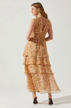 Kali Sleeveless Smocked Waist Floral Maxi Dress -Sun Gaia Dresses Shop ACDR101678 PINKORANGEFLORAL 6