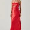 Bellerose Satin Cutout Midi Dress -Sun Gaia Dresses Shop ACDR101684 CORAL 1