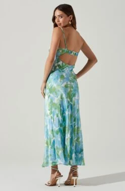 Bellerose Satin Floral Cutout Midi Dress -Sun Gaia Dresses Shop ACDR101684 GREENBLUEFLORAL 4 fc9ebc1d 8657 4721 84d9 e6b7a2d28a83