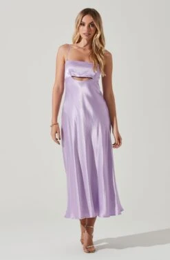 Bellerose Satin Cutout Midi Dress -Sun Gaia Dresses Shop ACDR101684 LAVENDER 1