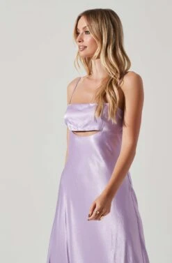 Bellerose Satin Cutout Midi Dress -Sun Gaia Dresses Shop ACDR101684 LAVENDER 3