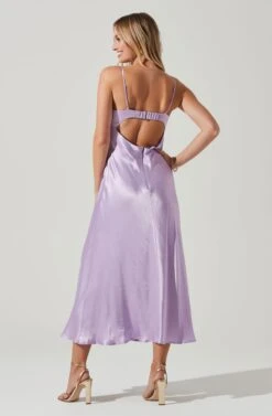 Bellerose Satin Cutout Midi Dress -Sun Gaia Dresses Shop ACDR101684 LAVENDER 6