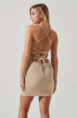 Amorina Ribbed Knit Mini Dress 11 Amorina Ribbed Knit Mini Dress -Sun Gaia Dresses Shop ACDR101688 NATURAL 4