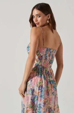 Emine Floral Bust Cutout Midi Dress -Sun Gaia Dresses Shop ACDR101689 PINKBLUEFLORAL 4