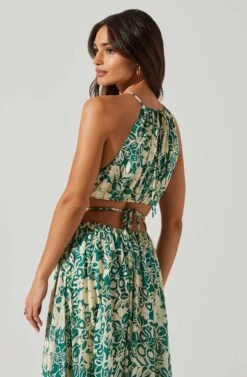 Sivana Halter Neck Floral Maxi Dress -Sun Gaia Dresses Shop ACDR101690 GREENFLORAL 3