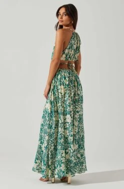Sivana Halter Neck Floral Maxi Dress -Sun Gaia Dresses Shop ACDR101690 GREENFLORAL 4