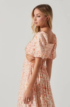 Talina Floral Cutout Midi Dress -Sun Gaia Dresses Shop ACDR101717 ORANGEFLORAL 4