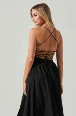 Stasia Smocked Midi Dress -Sun Gaia Dresses Shop ACDR101720 BLACK 4