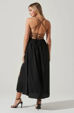 Stasia Smocked Midi Dress -Sun Gaia Dresses Shop ACDR101720 BLACK 5