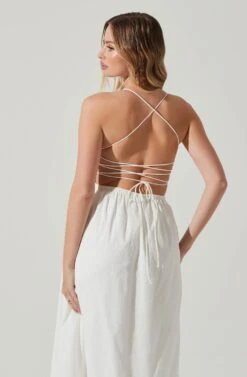 Stasia Smocked Midi Dress -Sun Gaia Dresses Shop ACDR101720 WHITE 5