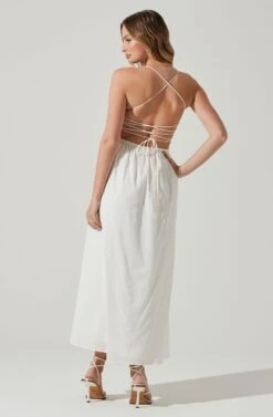 Stasia Smocked Midi Dress -Sun Gaia Dresses Shop ACDR101720 WHITE 6