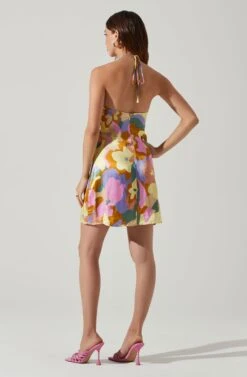 Minda Floral Halter Mini Dress 9 Minda Floral Halter Mini Dress -Sun Gaia Dresses Shop ACDR101727 LIMERUSTFLORAL 4
