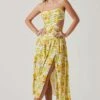 Kalina Floral Pleated Bust Midi Dress -Sun Gaia Dresses Shop ACDR101728 YELLOWFLORAL 2