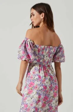 Valora Off Shoulder Floral Maxi Dress 8 Valora Off Shoulder Floral Maxi Dress -Sun Gaia Dresses Shop ACDR101757 PINKFLORAL 3